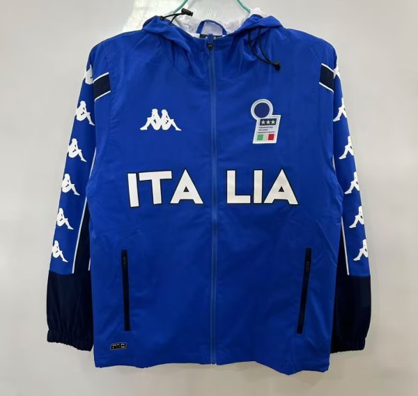 Retro italy  Windbreaker home blue 1:1 Quality Soccer Jersey  25-26