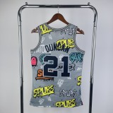 San Antonio Spurs Retro Graffiti #21 DUNCAN  1:1 Quality NBA  Season Jerseys 1998-1999