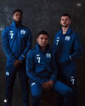 Manchester United   Retro clover  Windbreaker  jacket   blue 25-26 set