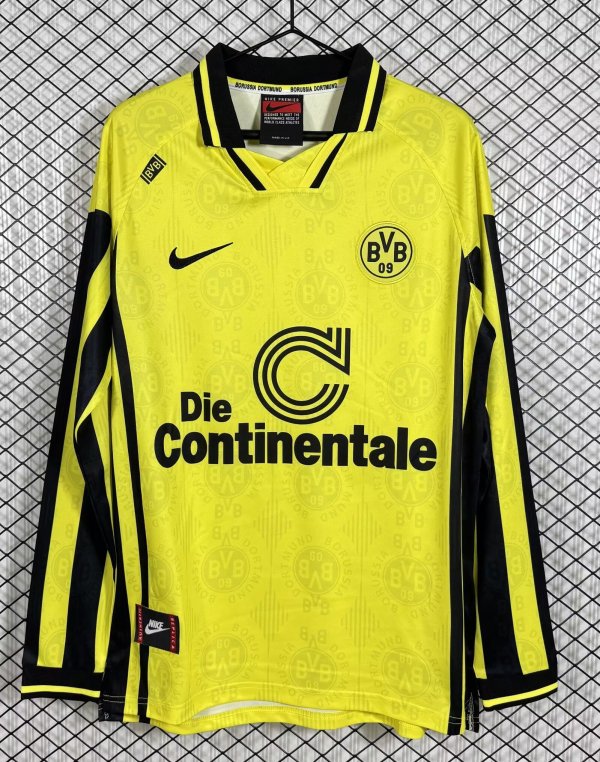 Retro Dortmund Home Fans Long Sleeve  1:1 Quality Soccer Jersey   1996-1997