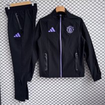 Manchester United Windbreaker Sets With pants  Black 1:1 Quality Soccer Jersey  25-26