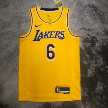 Los Angeles Lakers Yellow #6 James  round neck  1:1 Quality NBA Season Jerseys  2023