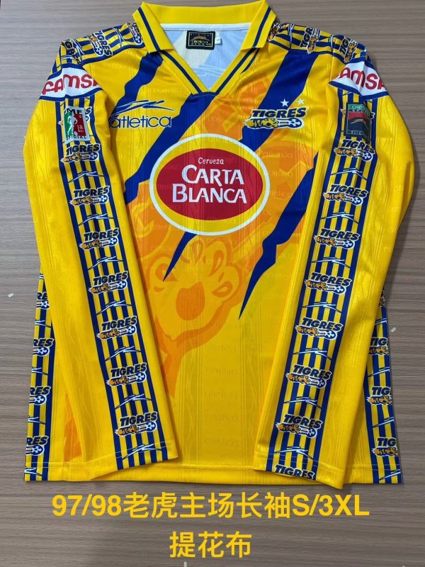 Retro Tiger Home Long Sleeve  1:1 Quality Soccer Jersey 1997-1998