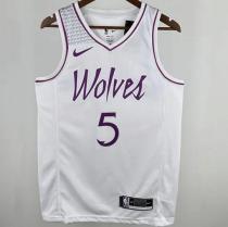 Timberwolves EDWARDS #5 White NBA Jerseys 24-25