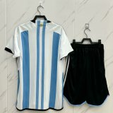 Argentina Home   Kits Suit  Fans 3 Stars  1:1 Quality Soccer Jersey 2022