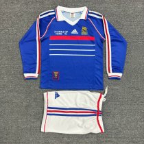 Retro France  Long  Home Kids 1:1 Quality Soccer Jersey 1998