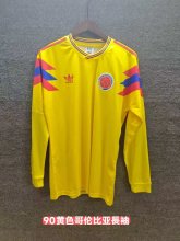 Retro Colombia Home Long Sleeve 1:1 Quality Soccer Jersey  1990