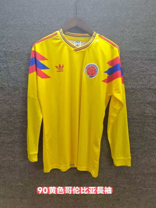 Retro Colombia Home Long Sleeve 1:1 Quality Soccer Jersey  1990