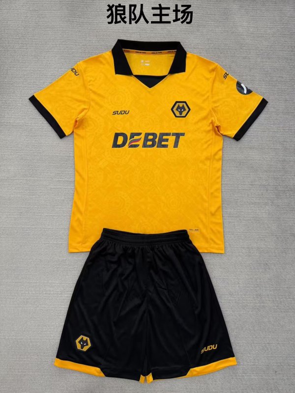 Wolves Home Fans Kits  1:1 Quality Soccer Jersey  25-26 (Kids and Man )