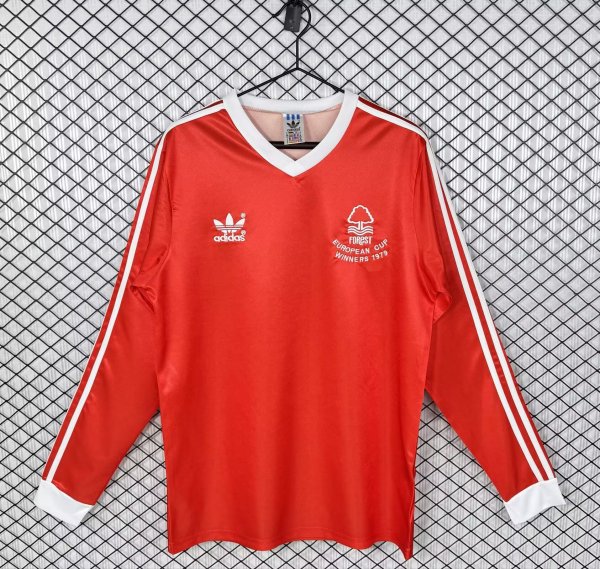 Retro Nottingham Forest Home Long Sleeve  1:1 Quality Soccer Jersey  1977-1980