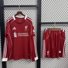 Liverpool Home Long  With Pants Sets Fans 1:1 Quality Soccer Jersey   25-26