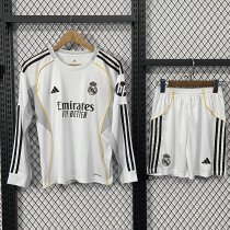 Real Madrid Home Long  With Pants Sets  Fans  1:1 Quality Soccer Jersey    25-26