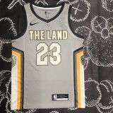 Cleveland Cavaliers Grey 23 James  round neck   NBA Jerseys 2018