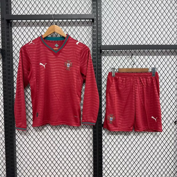 Portugal  Home Long Sleeve  Kids 1:1 Quality Soccer Jersey   26-27 (2026)