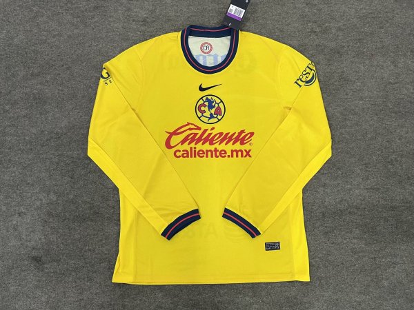 Club America home Long sleeves Fans 1:1 Quality Soccer Jersey   24-25