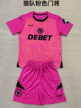 Wolves goalkeeper Kids 1:1 Quality Soccer Jersey   24-25