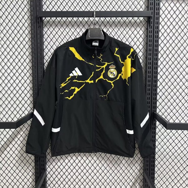 Real Madrid  Windbreaker  Black 1:1 Quality Soccer Jersey  25-26