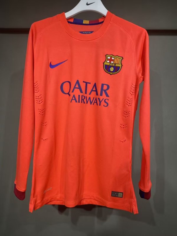 Retro Barcelona Away Long Sleeve Player 1:1 Quality Soccer Jersey   2014-2015