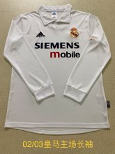 Retro Real Madrid Home Long Sleeve 1:1 Quality Soccer Jersey 2002-2003