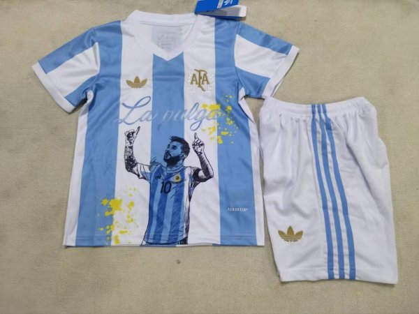 Argentina #10 Messi Commemorative Edition  kids  1:1 Quality Soccer Jersey  25-26