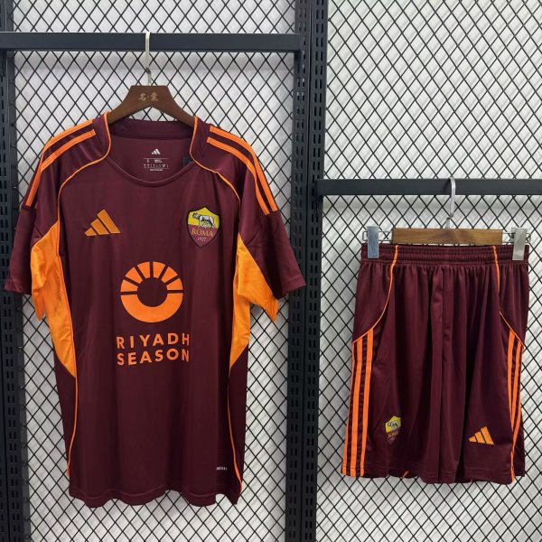 Roma Home With Pants Sets  Fans 1:1 Quality Soccer Jersey   25-26