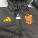 Spain Windbreaker  Cotton clothing Jacket Black  White 1:1 Quality Soccer Jersey  25-26