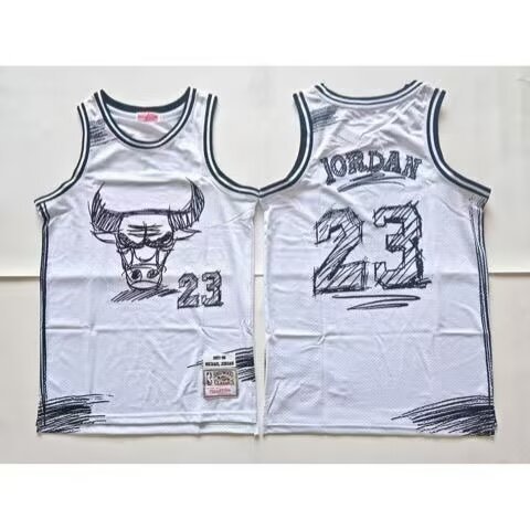 Chicago Bulls hand-drawn  sketch White #23 JORDAN 1:1 Quality NBA  Season Jerseys 2026