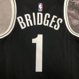 Brooklyn Nets  V-neck Black #1 BRIDGES 1:1 Quality NBA  Season Jerseys