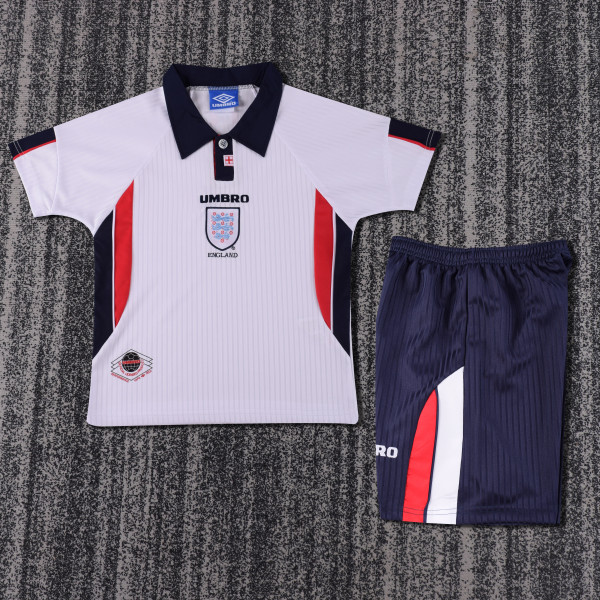 Retro England  home Kids 1:1 Quality Soccer Jersey  1998