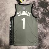 Brooklyn Nets Grey #1 BRIDGES 1:1 Quality NBA  Season Jerseys