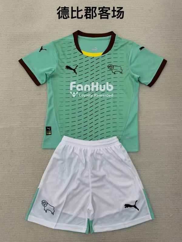 Derby County  away  kids  1:1 Quality Soccer Jersey   24-25