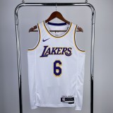 Los Angeles Lakers White 6 James  round neck  NBA Jerseys 2023