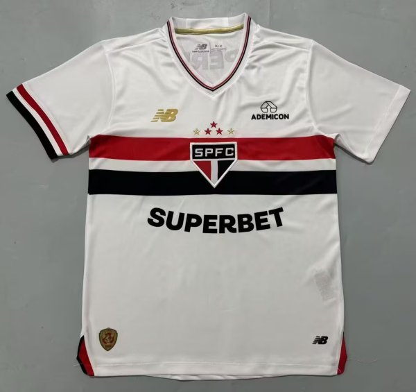 Sao Paulo home with advertisement  fans 1:1 Quality Soccer Jersey  25-26