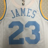 Los Angeles Lakers  White 23 James  round neck  Retro  NBA Jerseys 2023