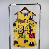 Los Angeles Lakers Yellow Graffiti  #34 O'NEAL  1:1 Quality NBA Season Jerseys 1996-1997