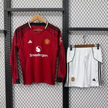 Manchester United  Home Long Kids  1:1 Quality Soccer Jersey  25-26