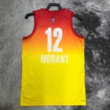 Memphis Grizzlies ALL-STAR Yellow #12 MORANT 1:1 Quality NBA Jerseys 2023