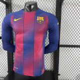 Barcelona Home Long Sleeve Player  1:1 Quality Soccer Jersey  （可配广告 ）25-26