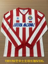 Retro Chivas (Guadalajara ) Home Long Sleeve  1:1 Quality Soccer Jersey   1991-1992