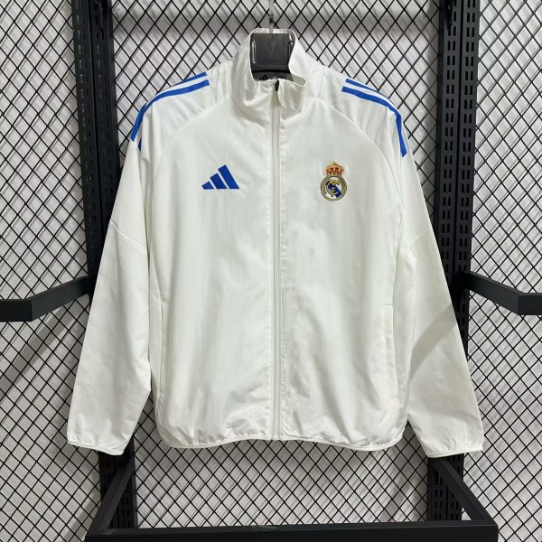 Real Madrid  Windbreaker  White 1:1 Quality Soccer Jersey  25-26