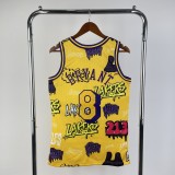 Los Angeles Lakers Yellow graffiti Kobe #8 BRYANT 1:1 Quality NBA  Season Jerseys  1996-1997