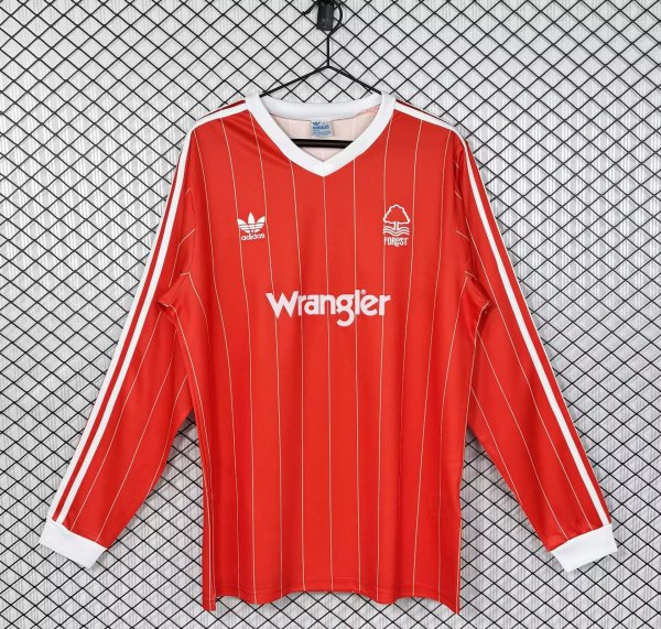 Retro Nottingham Forest Home Long Sleeve  1:1 Quality Soccer Jersey 1982-1984