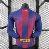 Barcelona Home Long Sleeve Player  1:1 Quality Soccer Jersey  （可配广告 ）25-26
