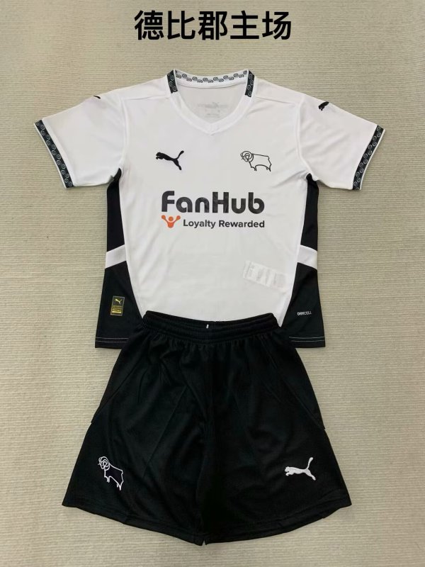 Derby County  home  kids  1:1 Quality Soccer Jersey   24-25
