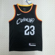 Cleveland Cavaliers Black City Edition 23 James  round neck   NBA Jerseys 2021