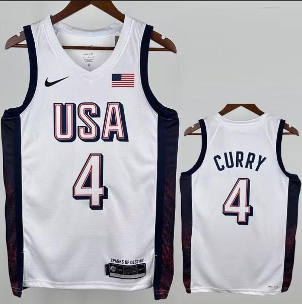 CURRY # 4 White  NBA Jerseys 2024