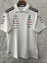 F1 Mercedes White POLO Short Sleeve Racing Suit 2025