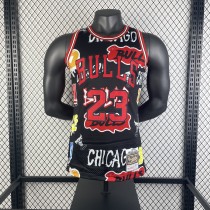 Retro Chicago Bulls Graffiti Red Black #23 JORDAN 1:1 Quality NBA  Season Jerseys 1997-1998