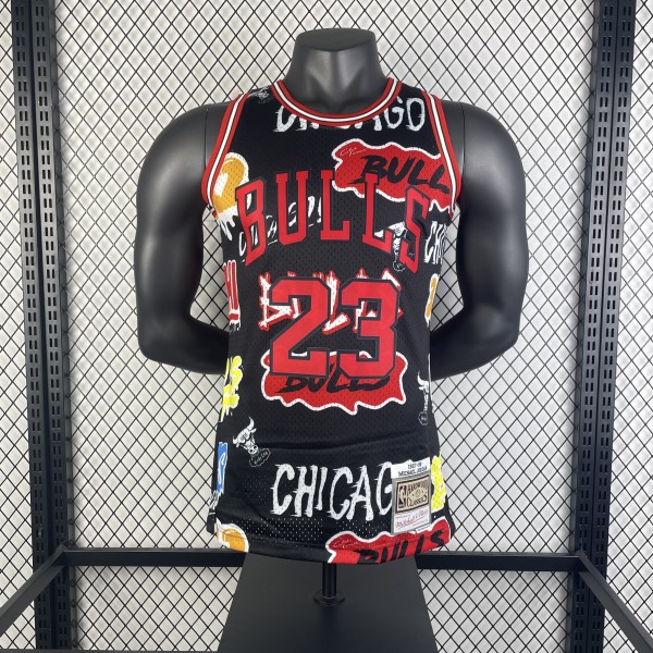 Retro Chicago Bulls Graffiti Red Black #23 JORDAN 1:1 Quality NBA  Season Jerseys 1997-1998