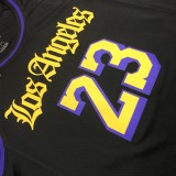 Los Angeles Lakers  Latin Black 23 James  round neck  NBA Jerseys